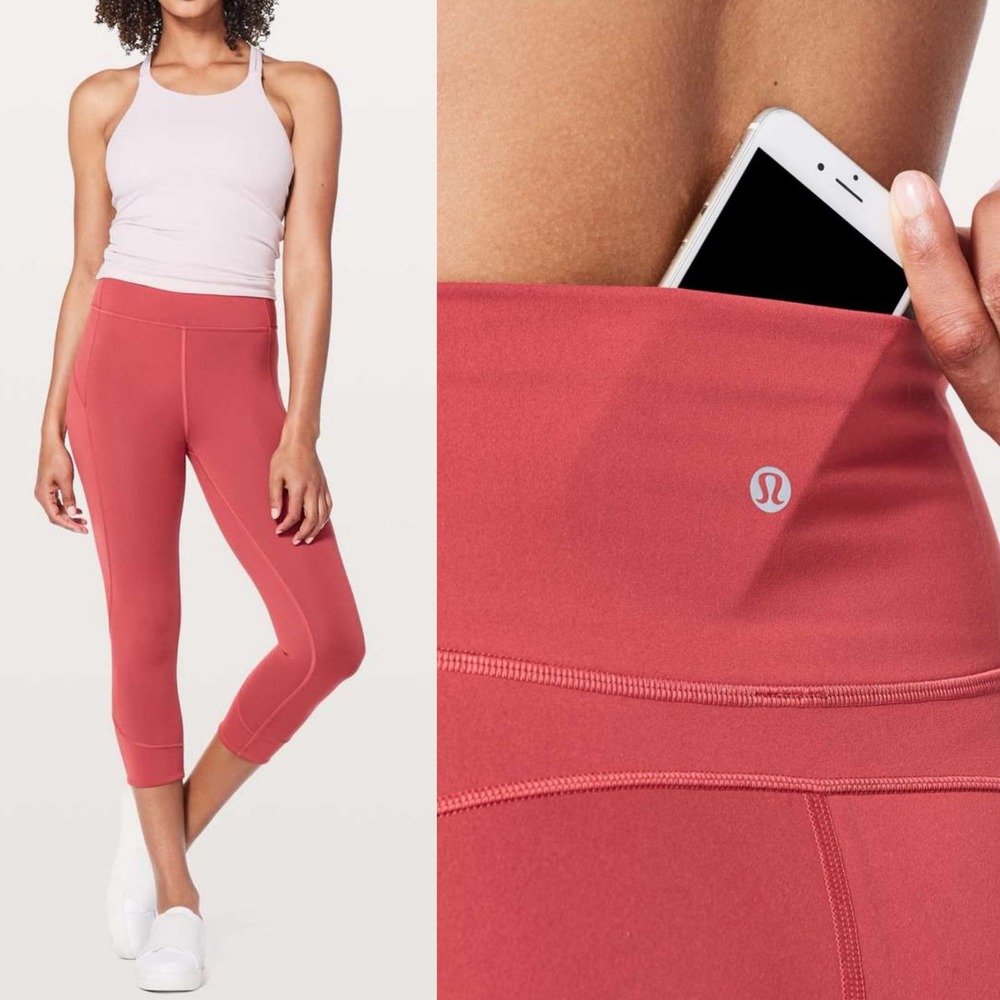 Lululemon In Movement Crop 19" High Rise Leggings In Vintage Rose Size 12 - Picture 2 of 9